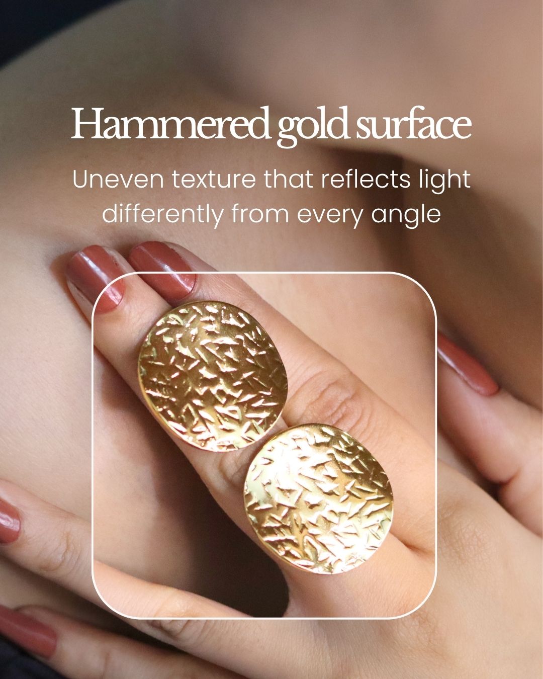 Hammered Gold Disc Stud Earrings – Anti Tarnish Stainless Steel Daily Wear Basics 2 Anti Tarnish Stainless Earrings for Women