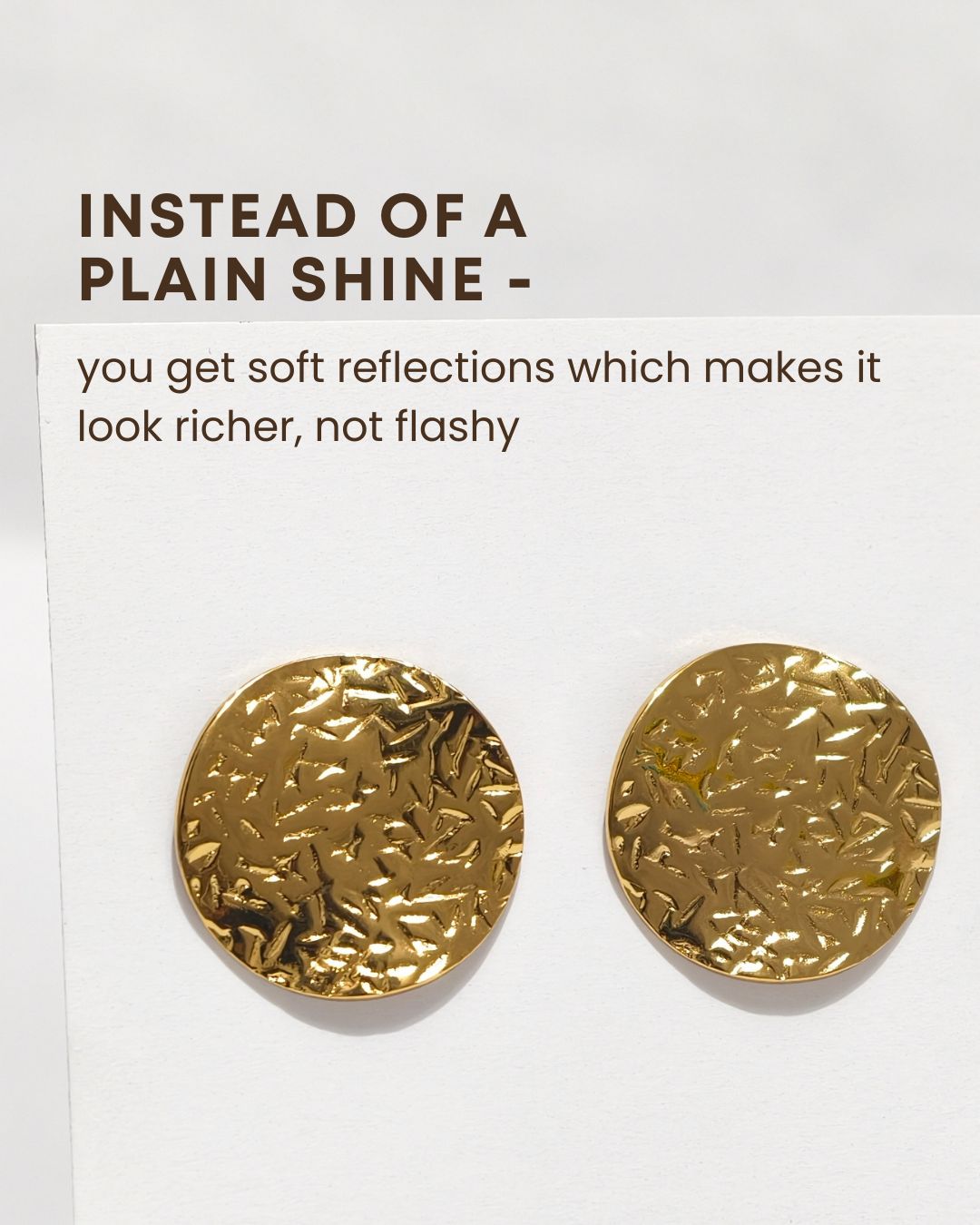 Hammered Gold Disc Stud Earrings – Anti Tarnish Stainless Steel Daily Wear Basics 3 Affordable Anti Tarnish Stainless Earrings for Women