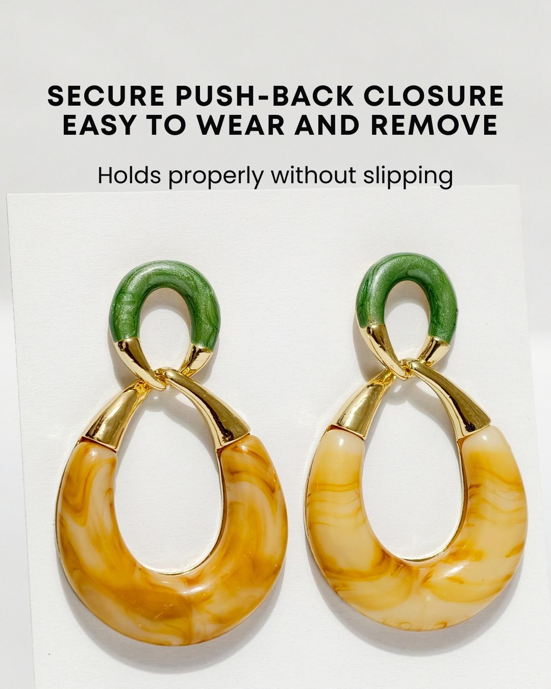 Marble Resin Drop Earrings – Chunky Statement Hoops with Gold Finish 5 Marble Resin Drop Anti Tarnish affordable long lasting Earrings