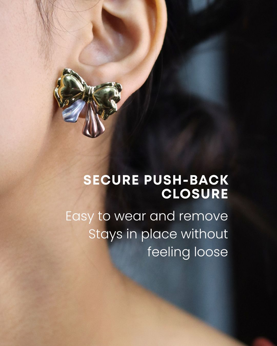 Dual Tone Bow Stud Earrings – Cute Gold Knot Design with Silver & Rose Accents 2 Affordable Dual Tone Bow Stud Anti Tarnish Long Lasting Artificial Earrings and jewelleries