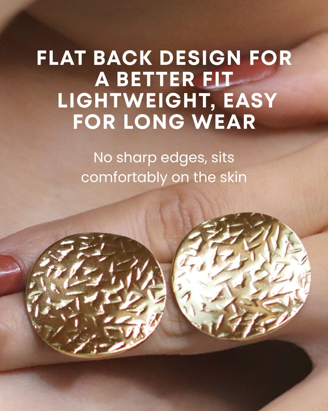 Hammered Gold Disc Stud Earrings – Anti Tarnish Stainless Steel Daily Wear Basics 5 Affordable Long Lasting Premium Artificial Earrings
