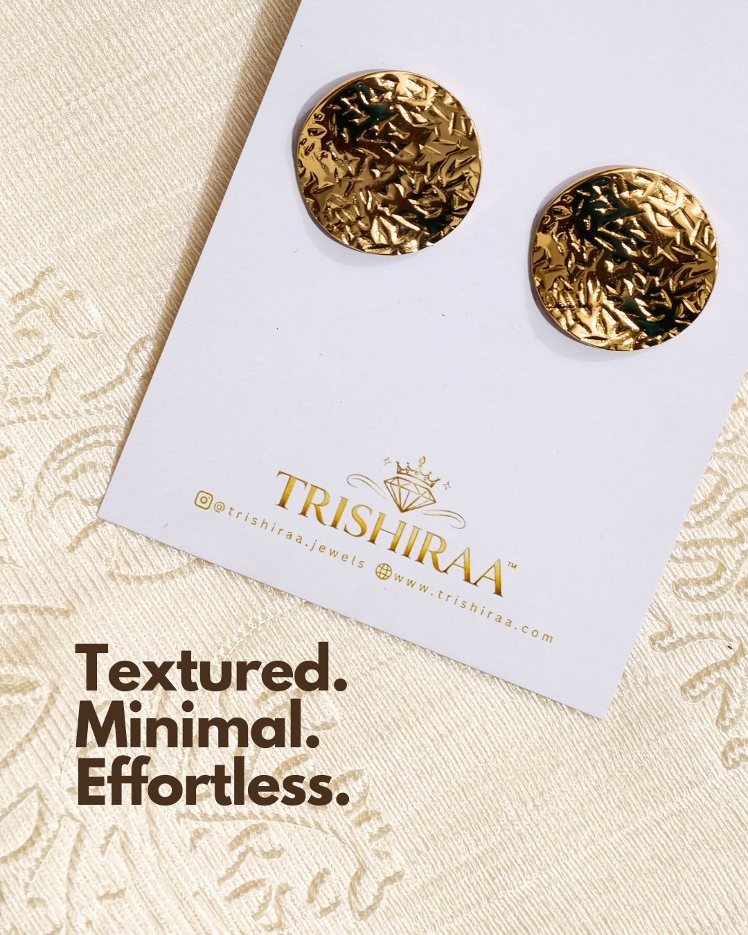 Hammered Gold Disc Stud Earrings – Anti Tarnish Stainless Steel Daily Wear Basics 6 Hammered Gold Disc Stud Earrings – Anti Tarnish Stainless Steel Daily Wear Basics - Trishiraa