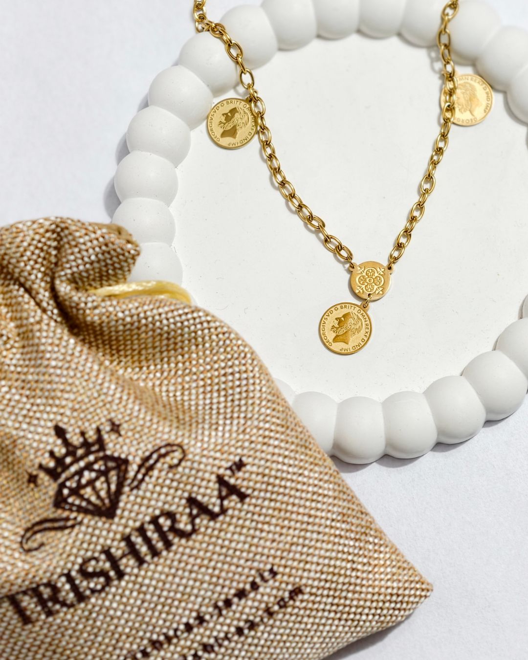 Coin Charm Necklace with Chunky Chain – Premium Gold Finish, Anti Tarnish & Long Lasting Jewellery 7 Coin Charm Anti tarnish Necklace with Chunky Chain