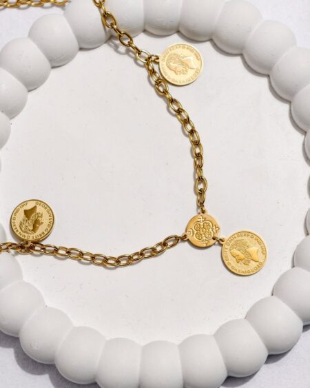 Coin Charm Necklace with Chunky Chain – Premium Gold Finish, Anti Tarnish & Long Lasting Jewellery