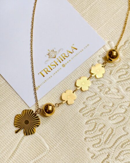 Floral Charm Gold Necklace – Luxury Gold Finish, Elegant Long Lasting Anti Tarnish Jewellery