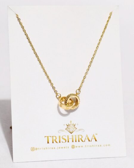 Interlocking Rings Gold Necklace – Anti Tarnish Stainless Steel Minimal Pendant - Trishiraa (2)