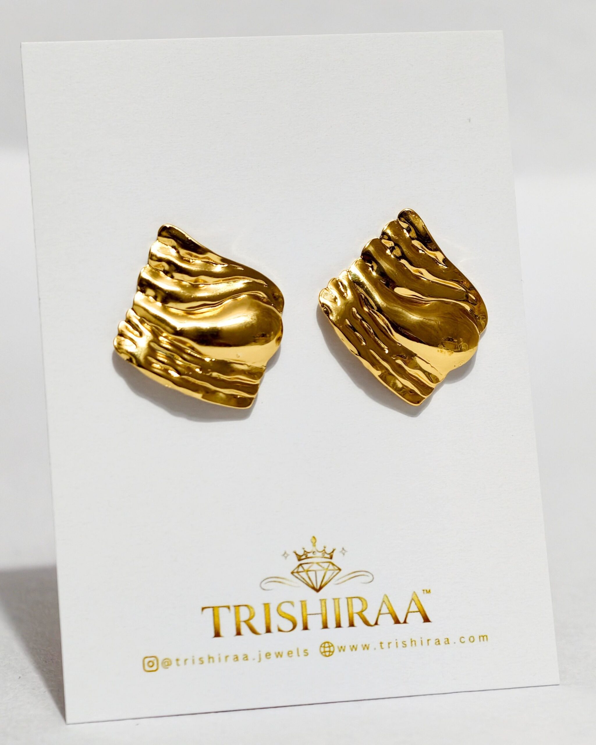 Molten Gold Texture Stud Earrings – Anti Tarnish Stainless Steel Bold Minimal Design - Trishiraa